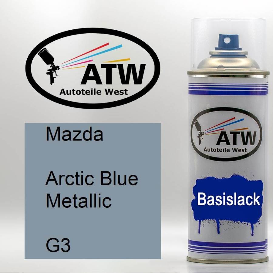Mazda, Arctic Blue Metallic, G3: 400ml Sprühdose, von ATW Autoteile West.